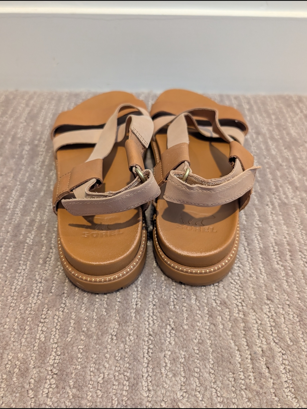 Tan Sorel Roaming Criss Cross Sandals - Picture 3 of 7